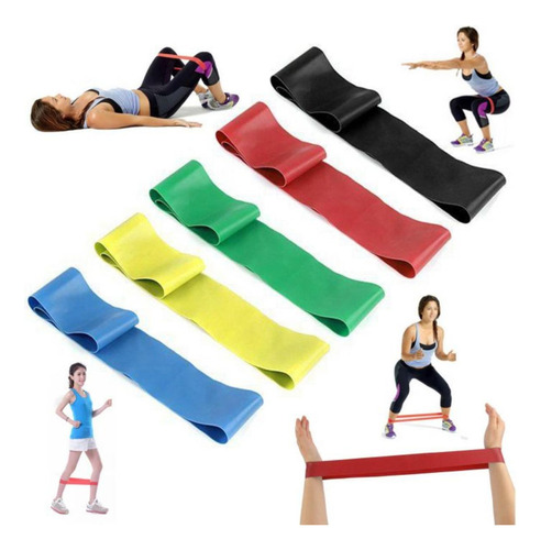 Kit 05 Faixas Elástica Fisioterapia Academia Exercício Thera