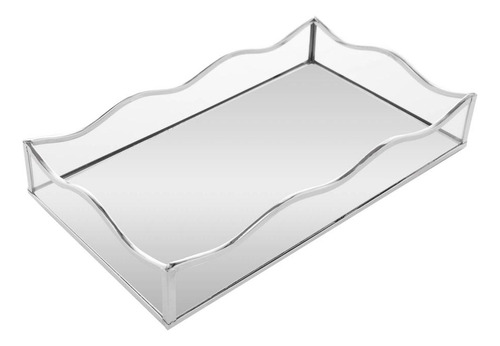 Bandeja Com Espelho Lyor Ocean 20cm X 30cm X 4cm Prateada