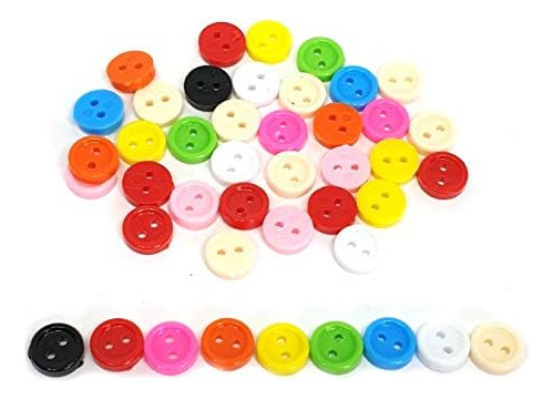 100 Pcs Tiny Buttons 2 Hole Mix Colors Size 7 Mm For Se...