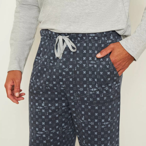 Pijama Palmers Hombre Largo Algodón Interlock Color Gris