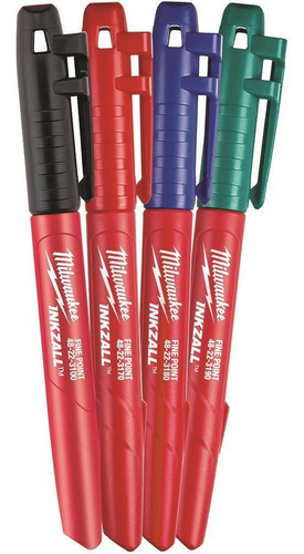 Paquete Marcadores De Colores 4 Pzas (r Milwaukee 48-22-3106