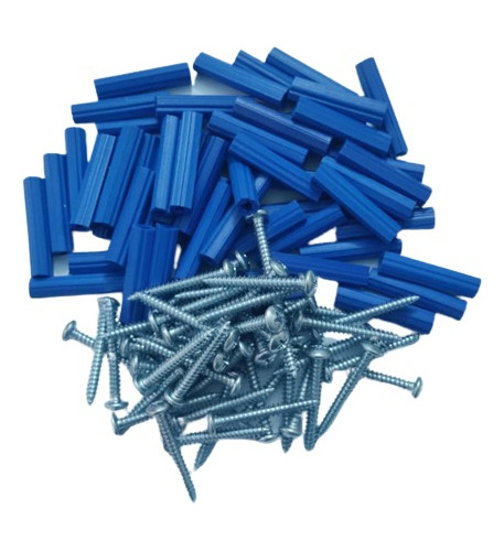 Pack 50 Tornillos Con 50 Ramplug Azul Ramplex 5/16  X 1-1/4