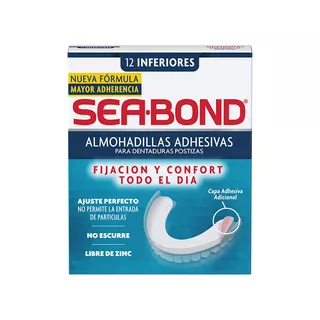 Almohadillas adhesivas Sea-bond dentaduras postizas inferiores 12 Pz