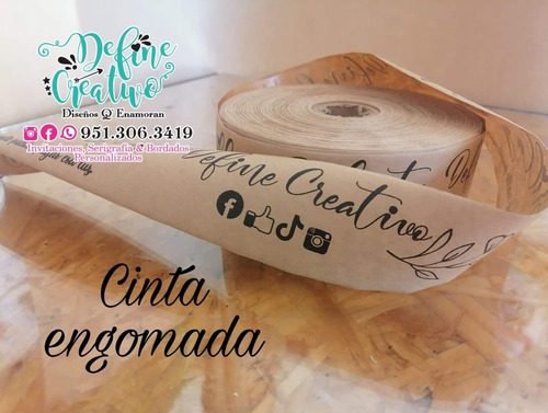 Cinta Engomado Con Tu Logo Personalizada 1pz