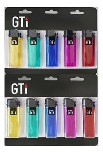 Kit Gás Isqueiro Transparente Grande Gti Max Cartela C/ 10