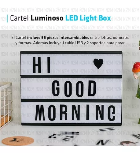 Cartel Luminoso Led Pizarra Light Box Cine Grande Letras