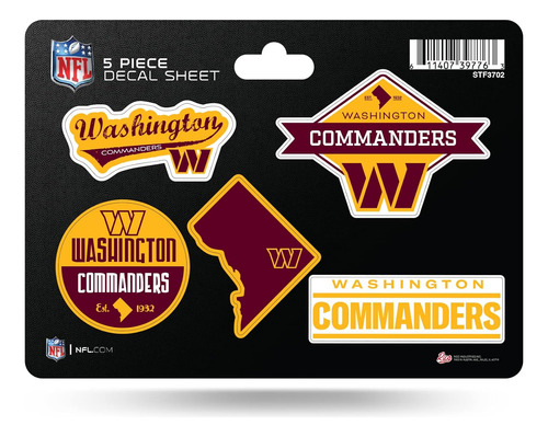 Hoja De Calcomanías De Washington Commanders De Nfl, P...