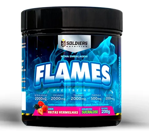 Pré Treino Flames 200g Workout Termogênico Sabor Frutas Vermelhas Soldiers Nutrition Energia Foco Treino