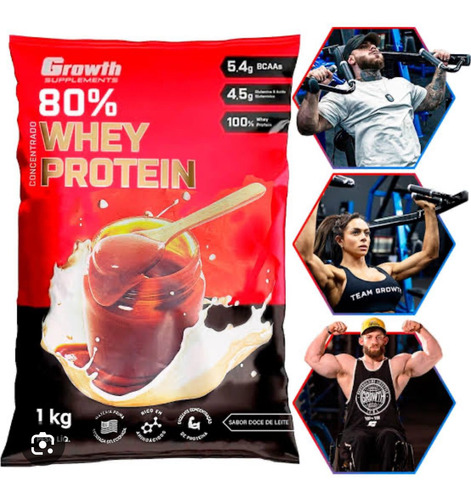 Whey Concentrado 80% Whey Protein Growth Supplements Sabor Doce de leite