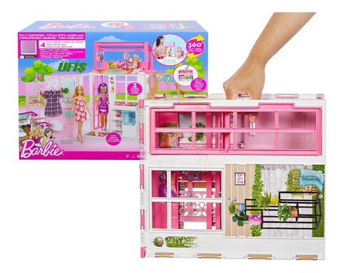 Casa Barbie Totalmente Amueblada - 4 Areas De Juego - Mattel