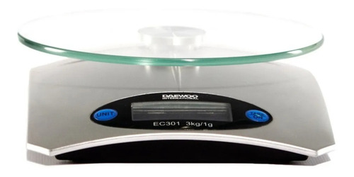Imagen 2 de 2 de Balanza De Cocina Digital Daewoo Vidrio Di8252 3kg