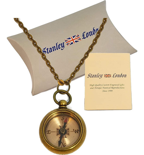 Stanley London Collar De Brújula De Trabajo De Latón Antiguo