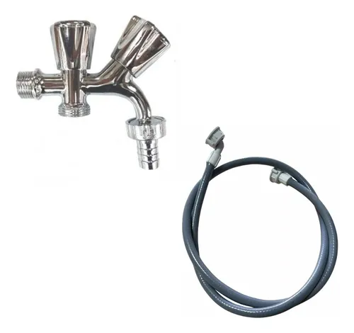 comprar Combo Canilla Metálica Doble Rosca 3\u002F4 + Conexión Lavarropas