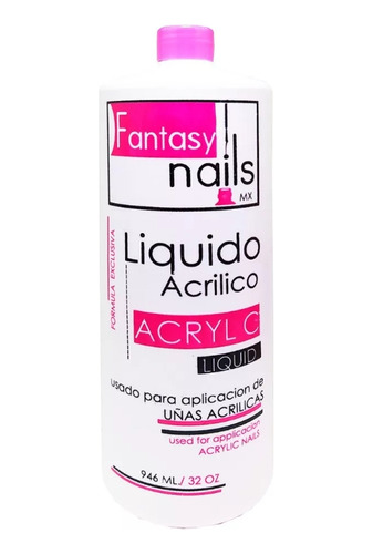 Monomero Fantasy Nails 960ml 32 Onz Tapa Rosa