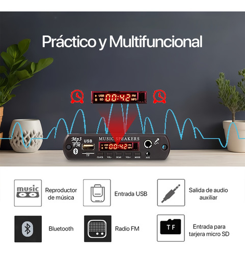 Modulo Lector Usb Bluetooth 5.3 Karaoke Radio Fm 60 Watts