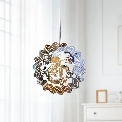 3 Dragon Wind Wind Catcher Mandala Ornamento Compatible Con