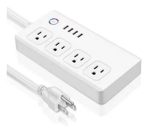 Regleta inteligente WiFi 4 tomas 4 puertos USB 10A 125V 1250W blanca Eagle  1141, Materiales De Construcción