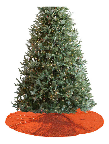 Falda De Arbol De Navidad De Lentejuelas Color Naranja 91cm