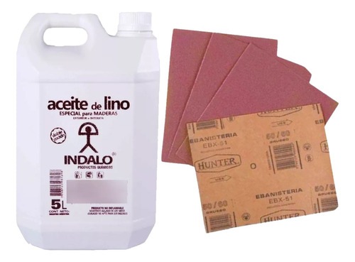 Combo Protección Maderas Aceite Lino + 10 Lijas Ebanistería
