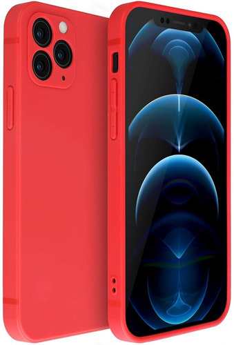 Carcasa Silicona Slim Antihuellas Para iPhone 13 /pro /max Color Rojo