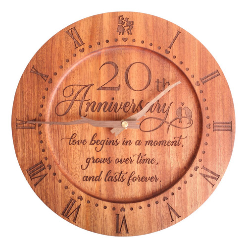 Reloj Personalizado Del 20 Aniversario, Reloj De Madera Gra.