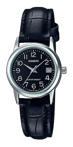 Reloj Pulsera Casio Ltp-v002l-1budf Dama Negro C/ Fecha Febo