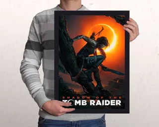 Quadro Shadow Of The Tomb Raider A3 - Com Acrilico Na Frente