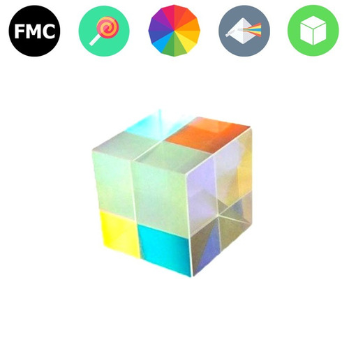 Prisma Cúbico Cubo - Vidrio Optico - Multicolor - 12.7mm 