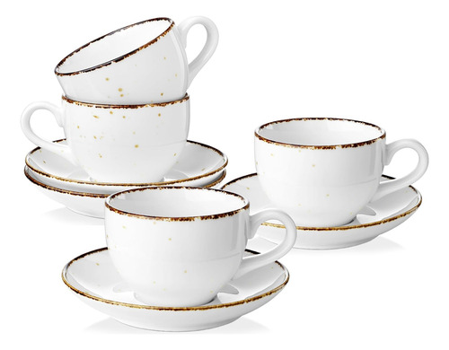 Juego 4 Tazas Capuchino Cerámica 227 Ml Microondas
