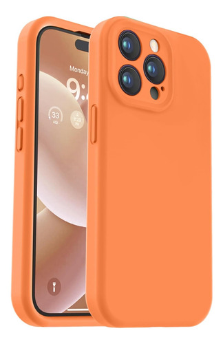 Funda De Silicona Liquida Para iPhone 15 Pro Max - Naranja
