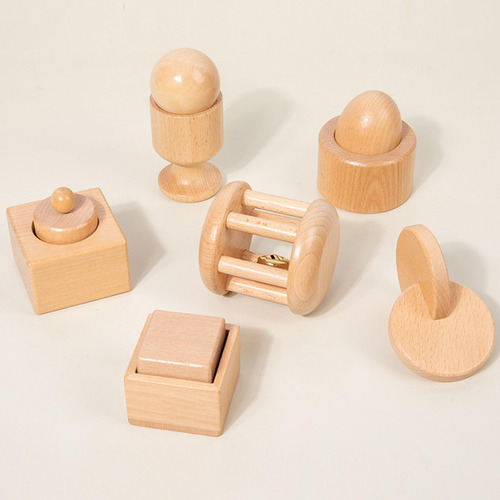 6x Juguetes De Madera Para Bebés, Juguete Agitador De