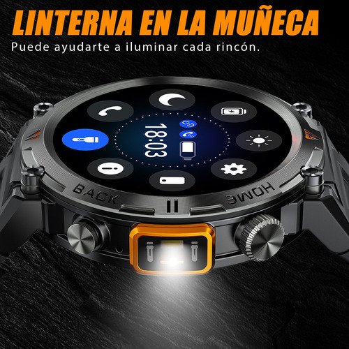 * Reloj Inteligente Militar Eigiis Ke3 Con Linterna De