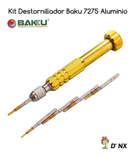 Kit Destornillador Baku 7275 En Aluminio 5 Puntas