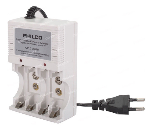 Imagen 6 de 8 de Cargador Philco Aa Aaa Batería 9v Incluye 4 Pilas Clickbox