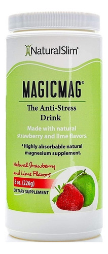 Suplemento en polvo Natural Slim  MagiMag citrato de magnesio sabor fresa/lima en pote de 226g