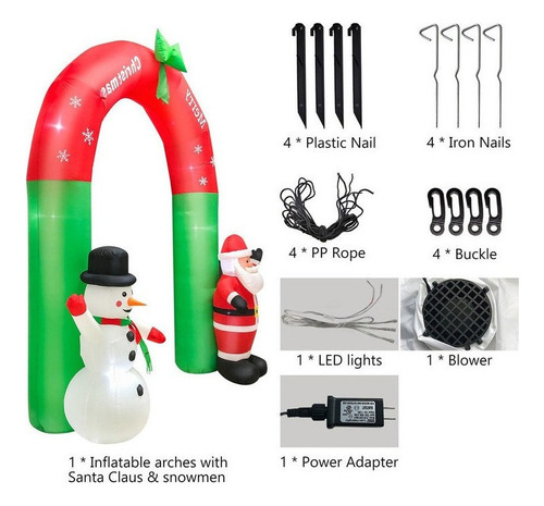 Patio De Arco Inflable De Papá Noel Y Muñeco De Nieve De 8 P