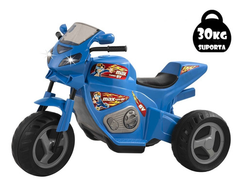Mini Moto Eletrica Infantil Menino Max Turbo Azul 1330