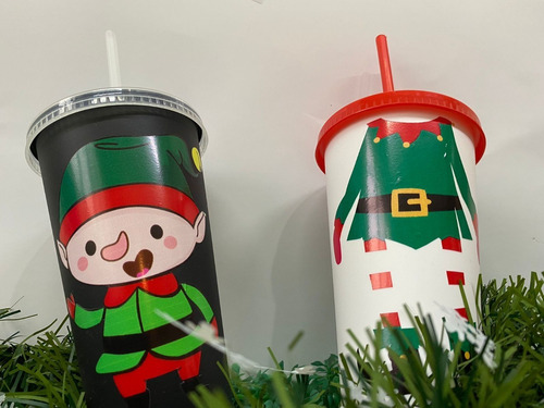 20 Vasos 24 Oz Navideños Reutilizables Navidad Con  Nombres