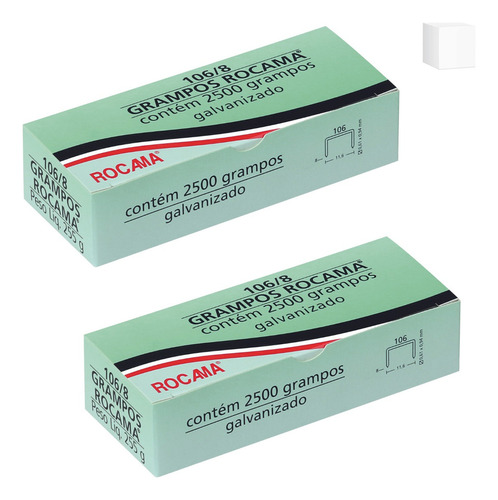 Rocama - Kit 2 Caixas Com 2500 Grampos 106/8
