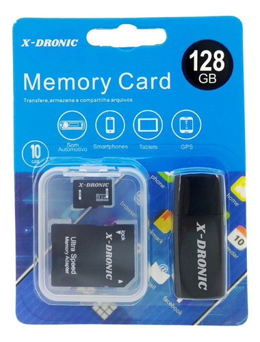 Cartao De Memoria 128GB Com Adaptador Pendrive Para Camera Wifi Ip Micro Sd Cartão Sd Classe 10 Original Com Usb Ideal Para Câmeras De Segurança