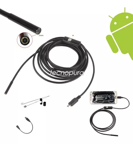 Cámara endoscopica para celular Android OTG con luz LED y cable USB de 1  metro - Tecnopura