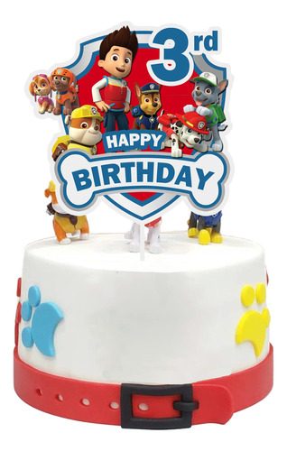 Paw Dog Patrol Cake Topper 3er Cumpleaños, Boy Girl 3r...