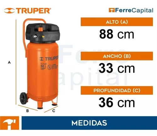 Compresor libre de aceite compacto 50L, 3HP 127V Truper, Compresores Libres  De Aceite, 13847