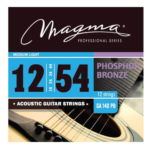 Encordado Para Guitarra Acustica De 12 Cuerdas Magma .012