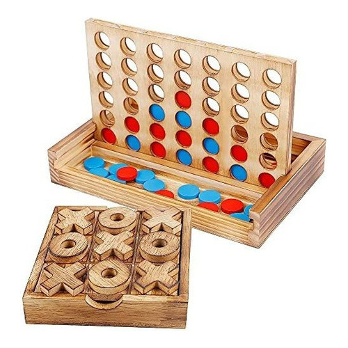 Juego De Mesa Tic Tac Toe Y 4 En Una Fila, Juego De 4 Juegos