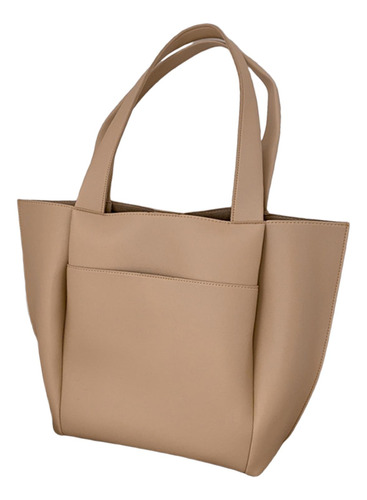 Bolso Grande Para Mujer, Bolso De Hombro De Cuero, Beige