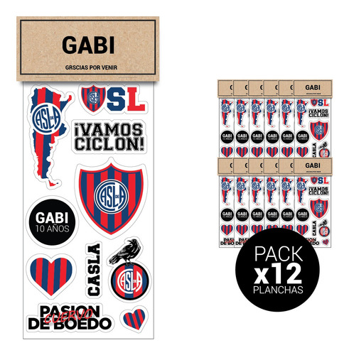 Souvenirs Cumple Stickers Futbol Personalizado X 12 Planchas