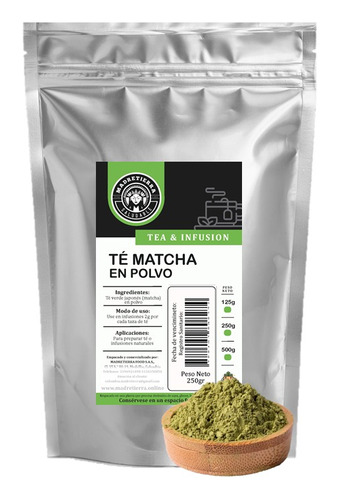 Té Matcha Orgánico En Polvo X 250g - Kg a $274