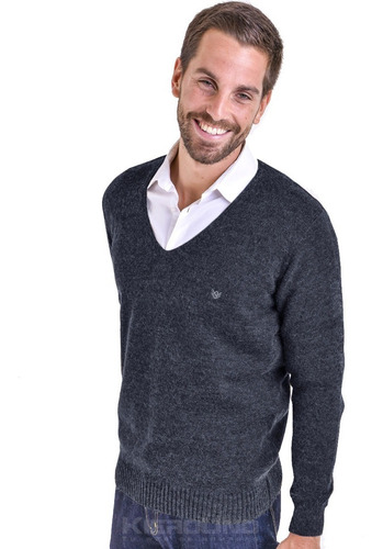 Sweater Hombre Pullover Escote En V Saco Lana Kierouno