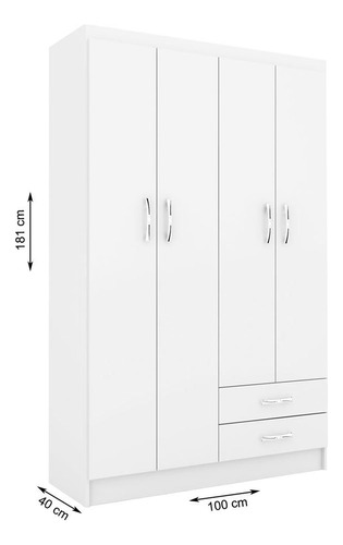 Guarda-roupa Evidência Móveis Atalaia cor branco de mdp com 4 portas  de dobradiças